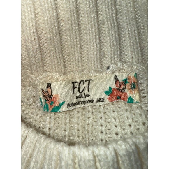 FCT With Love Colorblock Mock Neck Button Shoulder Sweater L Casual Chic Preppy - Picture 5 of 7